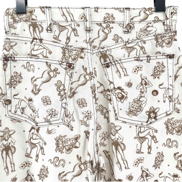 Reformation Cowboy High Rise Straight Jeans, Viva Las Vegas, Cream/Brn , Size 27 - Picture 4 of 8